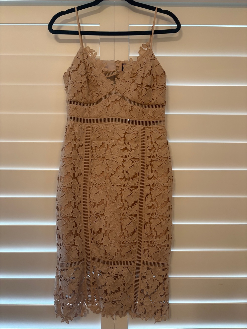 Bardot Nude Floral Lace Midi Dress